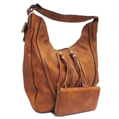 JQS30004-CAMEL VEGAN LEATHER PURSE WITH WALLET